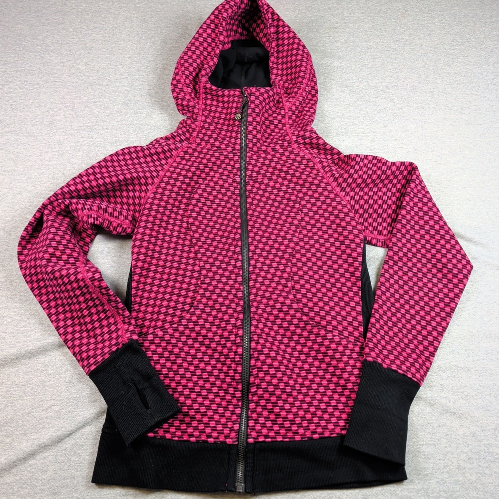 Lululemon Scuba Hoodie III Women's 4 Deep Dive Berry Rumble Black Full Zip